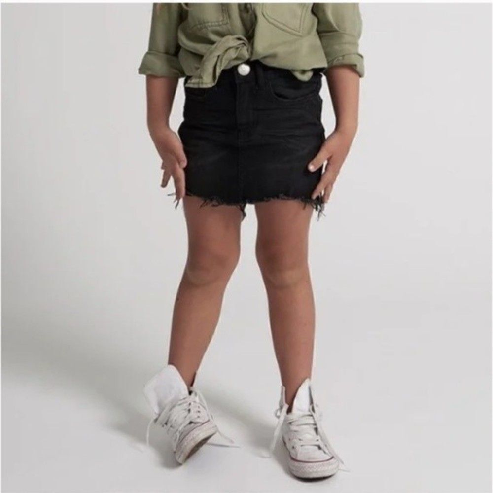 One Teaspoon Black Punk Jean Mini Skirt Size 5-6